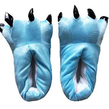 FashionFits Unisex Soft Plush Home Slippers Animal Costume Paw Claw Shoes Light Blue M