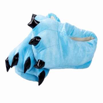 FashionFits Unisex Soft Plush Home Slippers Animal Costume Paw Claw Shoes Light Blue M