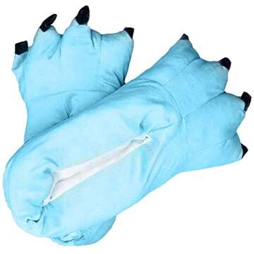 FashionFits Unisex Soft Plush Home Slippers Animal Costume Paw Claw Shoes Light Blue M