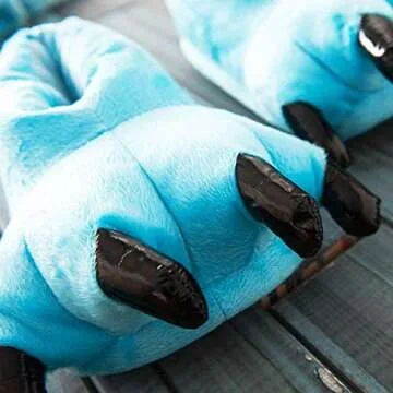 FashionFits Unisex Soft Plush Home Slippers Animal Costume Paw Claw Shoes Light Blue M