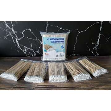 Gmark 500pcs Count 6" Cotton Swabs Wooden Sticks Cotton Tipped Applicator GM1091B