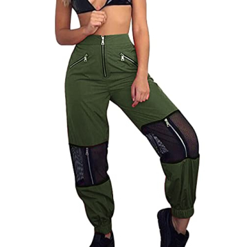 GUOLEZEEV Women Mesh Jogger Pants for Dance and Fashion