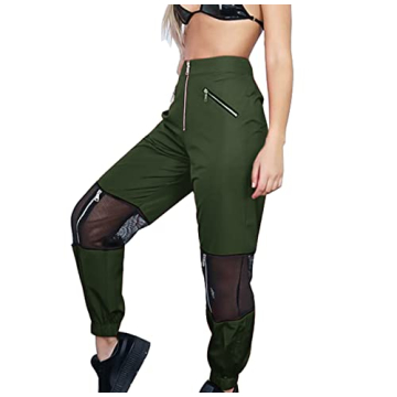 GUOLEZEEV Women Mesh Jogger Pants for Dance and Fashion