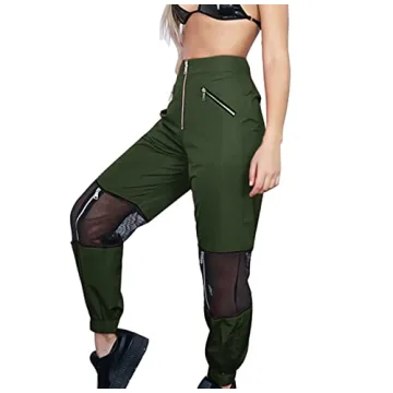 GUOLEZEEV Women Mesh Jogger Pants for Dance and Fashion