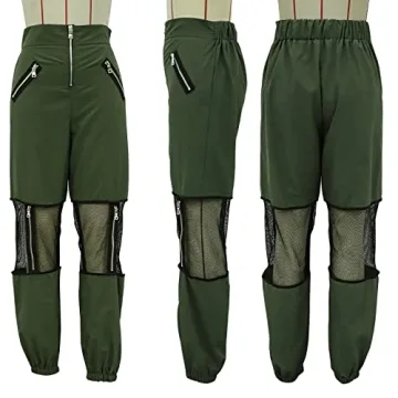 GUOLEZEEV Women Mesh Jogger Pants for Dance and Fashion
