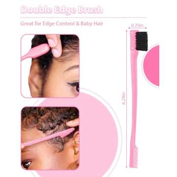 Pink Slick Back Hair Brush - Rat Tail Comb for Hair Parting, Teasing Comb for Enhancing Volume and Fullness, Edge Brush for Controlling Flyaways