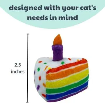 Huxley & Ket Plush Cat Toy | Funfetti Cake | Birthday Strong Catnip Filled Cat Toy | Plush Interactive Kitten and Cat Toy with Catnip and Crinkle | Kittybelles