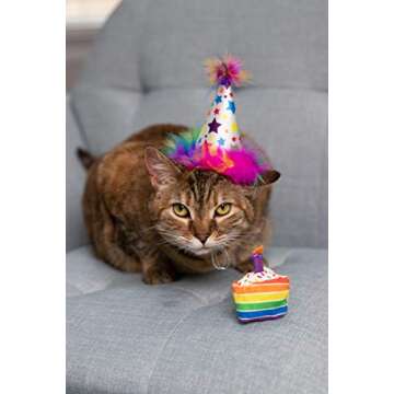 Huxley & Ket Plush Cat Toy | Funfetti Cake | Birthday Strong Catnip Filled Cat Toy | Plush Interactive Kitten and Cat Toy with Catnip and Crinkle | Kittybelles
