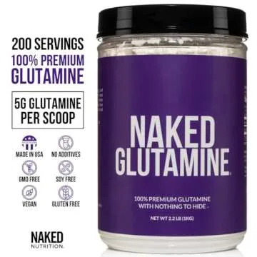 Pure L-Glutamine Made in The USA - 200 Servings - 1,000g, 2.2lb Bulk, Vegan, Non-GMO, Gluten and Soy...