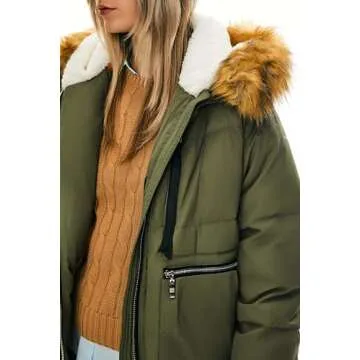 Orolay Thickened Down Jacket with Faux Fur Trim