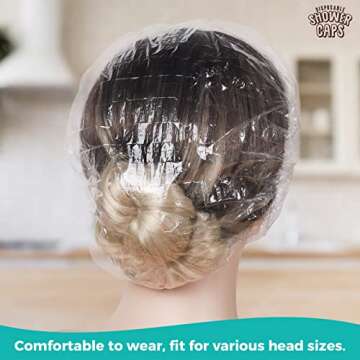 LEOBRO 60PCS Disposable Shower Caps - Clear Plastic Hair Caps