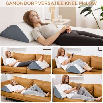 Knee Wedge Pillow 8'' for Post-Surgery Recovery - Leg Elevation Support for Sleep Position, Alleviat...