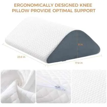 Knee Wedge Pillow 8'' for Post-Surgery Recovery - Leg Elevation Support for Sleep Position, Alleviating Lower Back & Hip Pain Enhancing Circulation in Ankles Legs Triangle Pillow with Removable Cover