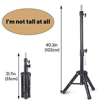 Smilco Wig Stand Tripod Mannequin Head Stand, Adjustable Heavy Duty Wig Head Stand for Cosmetology Hairdressing Training