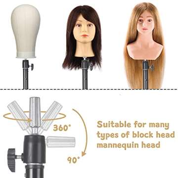 Smilco Wig Stand Tripod Mannequin Head Stand, Adjustable Heavy Duty Wig Head Stand for Cosmetology Hairdressing Training