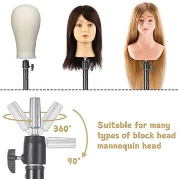 Smilco Wig Stand Tripod Mannequin Head Stand, Adjustable Heavy Duty Wig Head Stand for Cosmetology Hairdressing Training