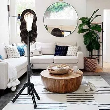 Smilco Wig Stand Tripod Mannequin Head Stand, Adjustable Heavy Duty Wig Head Stand for Cosmetology Hairdressing Training