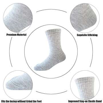JAMEGIO Boys' Crew Socks 6 Pairs for Toddlers
