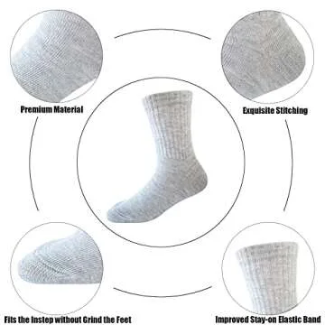 JAMEGIO Boys' Crew Socks 6 Pairs for Toddlers