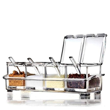AIQI Clear Spice Pots - Elegant Spice Organizer Set