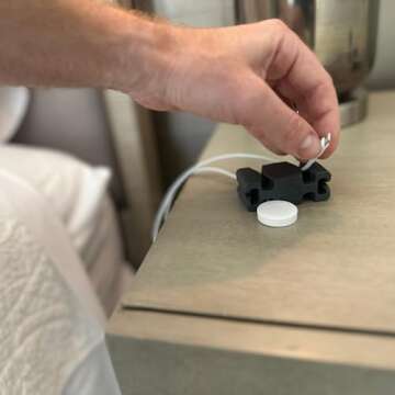 CordBrick Weighted Cord Holder for Nightstand - Phone Charger Cable Management for Travel, Phone Accessory, Stocking Stuffers for Adults - Multipurpose Gift for Home, Office, Silicone (Black)