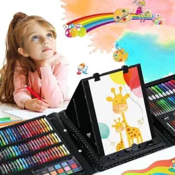 COLOMERA ARTS Art Supplies Kit, 276 PCS Art Set for Kids, Art Kits, Art Drawing Kit with Double Sided Trifold Easel Box with Oil Pastels, Crayons, Colored Pencils, Paint Brush, Watercolor Cakes