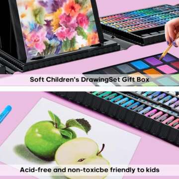 COLOMERA ARTS Art Supplies Kit, 276 PCS Art Set for Kids, Art Kits, Art Drawing Kit with Double Sided Trifold Easel Box with Oil Pastels, Crayons, Colored Pencils, Paint Brush, Watercolor Cakes
