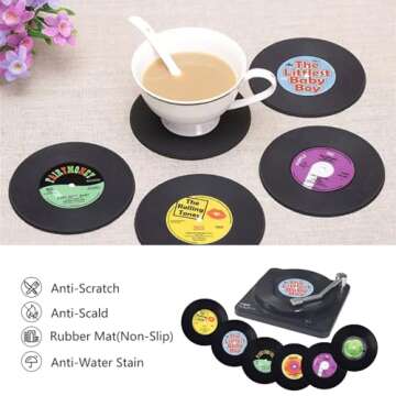 Vintage Vinyl Record Coasters Set - Perfect Gift for Music Lovers