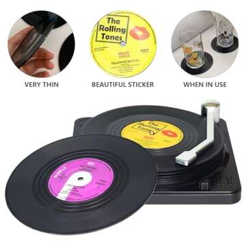 Vintage Vinyl Record Coasters Set - Perfect Gift for Music Lovers