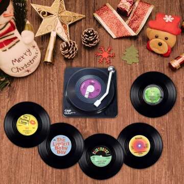 Vintage Vinyl Record Coasters Set - Perfect Gift for Music Lovers