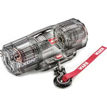 WARN 101150 AXON 55-S Powersports Winch With Spydura Synthetic Rope and HUB Wireless Receiver: 1/4" Diameter x 50' Length, 2.75 Ton (5,500 lb) Pulling Capacity, Medium