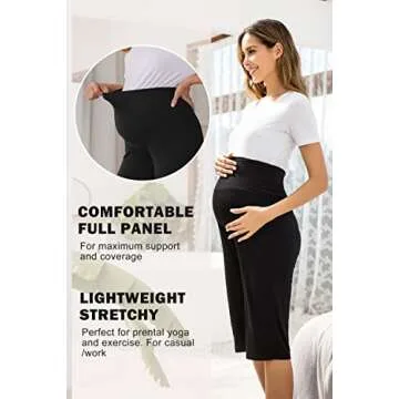 Ekouaer Maternity Shorts for Women Maternity Capris Yoga Pregnancy Short Pants Soft Joggers Lounge B...