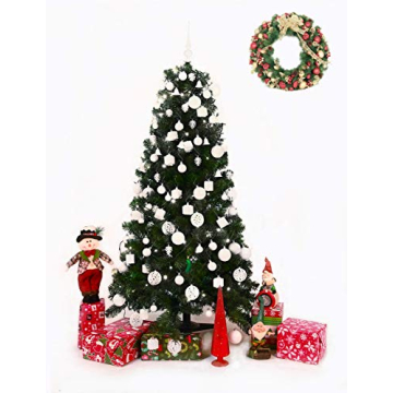 BRUBAKER 101 Pack Assorted Christmas Ball Ornaments - Shatterproof - with Green Pickle and Tree Topper - Designed in Germany - Cream White