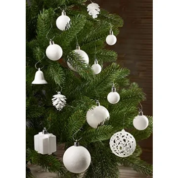 BRUBAKER 101 Pack Assorted Christmas Ball Ornaments - Shatterproof - with Green Pickle and Tree Topper - Designed in Germany - Cream White
