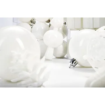 BRUBAKER 101 Pack Assorted Christmas Ball Ornaments - Shatterproof - with Green Pickle and Tree Topper - Designed in Germany - Cream White