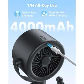 AMACOOL Baby Stroller Fan with 5 Speeds and LED Display