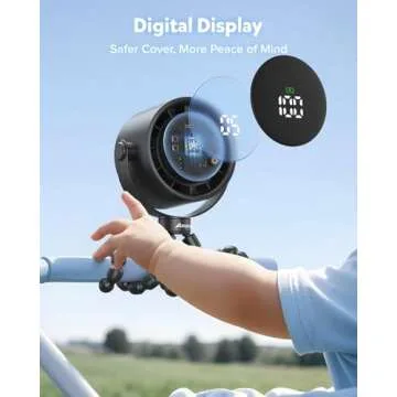 AMACOOL Baby Stroller Fan with 5 Speeds and LED Display