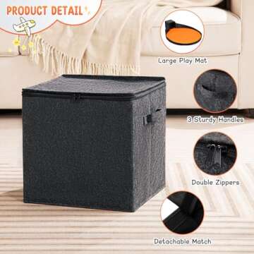 AINIYNM Toy Storage Organizer and Play Mat 13" Basket for Building Bricks Collapsible Storage Box for Kids Nonwoven Fabric Organizer Cube Bin