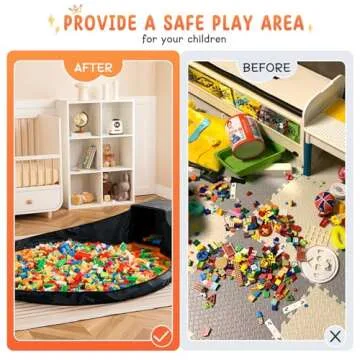 AINIYNM Toy Storage Organizer and Play Mat 13" Basket for Building Bricks Collapsible Storage Box for Kids Nonwoven Fabric Organizer Cube Bin