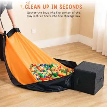 AINIYNM Toy Storage Organizer and Play Mat 13" Basket for Building Bricks Collapsible Storage Box for Kids Nonwoven Fabric Organizer Cube Bin