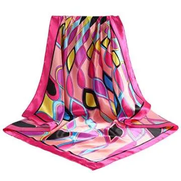 AWAYTR Large Satin Square Head Scarf - 2 Pack Silk Scarves