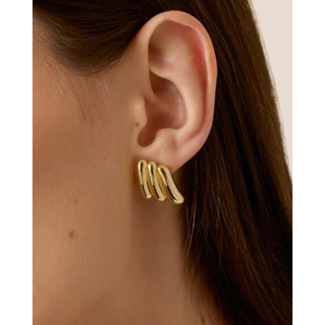 PAVOI Angel Wing Statement Earrings in Gold for Women