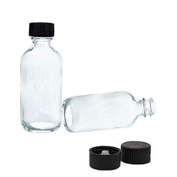 10PCS 2 oz Small Clear Glass Bottles(60ml)With 2 Stainless Steel Funnels&32 Chalkboard Labels,Boston...