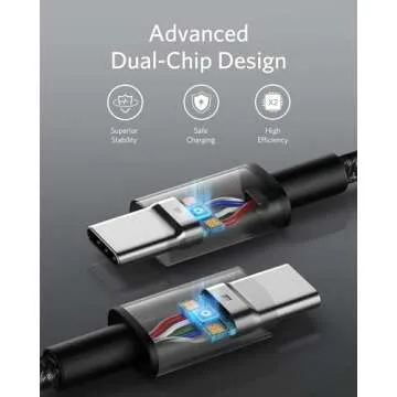 Anker USB C to USB C Cable, Type C Charging Cord Fast Charge(6FT*5,100W), for iPhone 16/16 pro, MacBook and More(USB 2.0,Black)