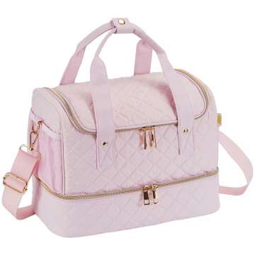 Stylish Nail Polish Organizer Bag for 50 Bottles & Lamp - Light Pink