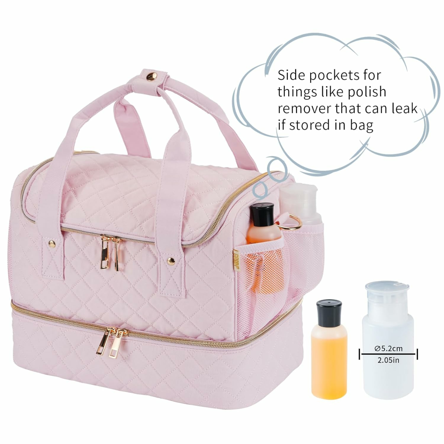 Trendy Nail Polish Organizer Bag - Light Pink