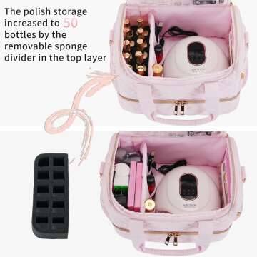 Trendy Nail Polish Organizer Bag - Light Pink