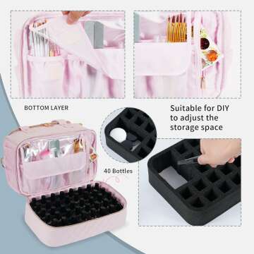 Trendy Nail Polish Organizer Bag - Light Pink