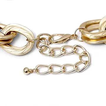 Octwine Dainty O Link Necklace Gold Chunky Choker Cuban Statement Thick Link Collar Chain Punk Hip-hop Trendy Choker Necklace for Women