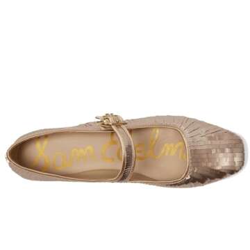 Sam Edelman Women's Michaela Mary Jane Flat Gold Sequin 7 Medium